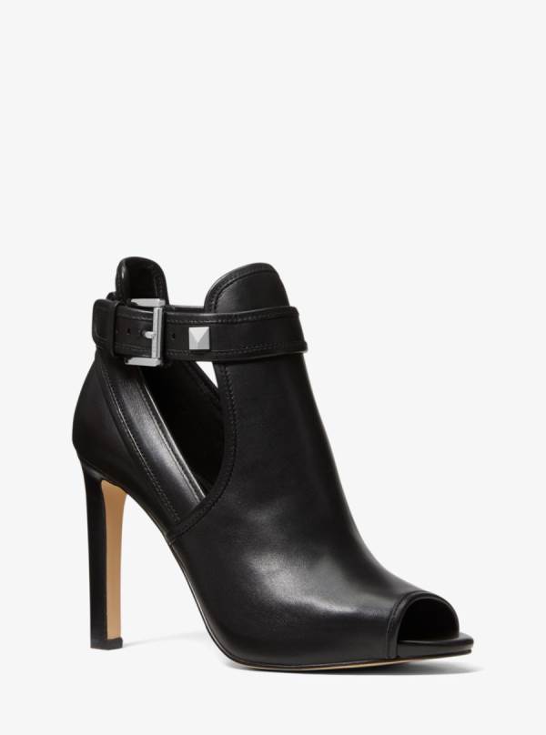 Damske Clenkove Cizmy Michael Kors Fanning Leather Open-Toe Čierne - Topanky Michael Kors Outlet | ZYOKQ-0143